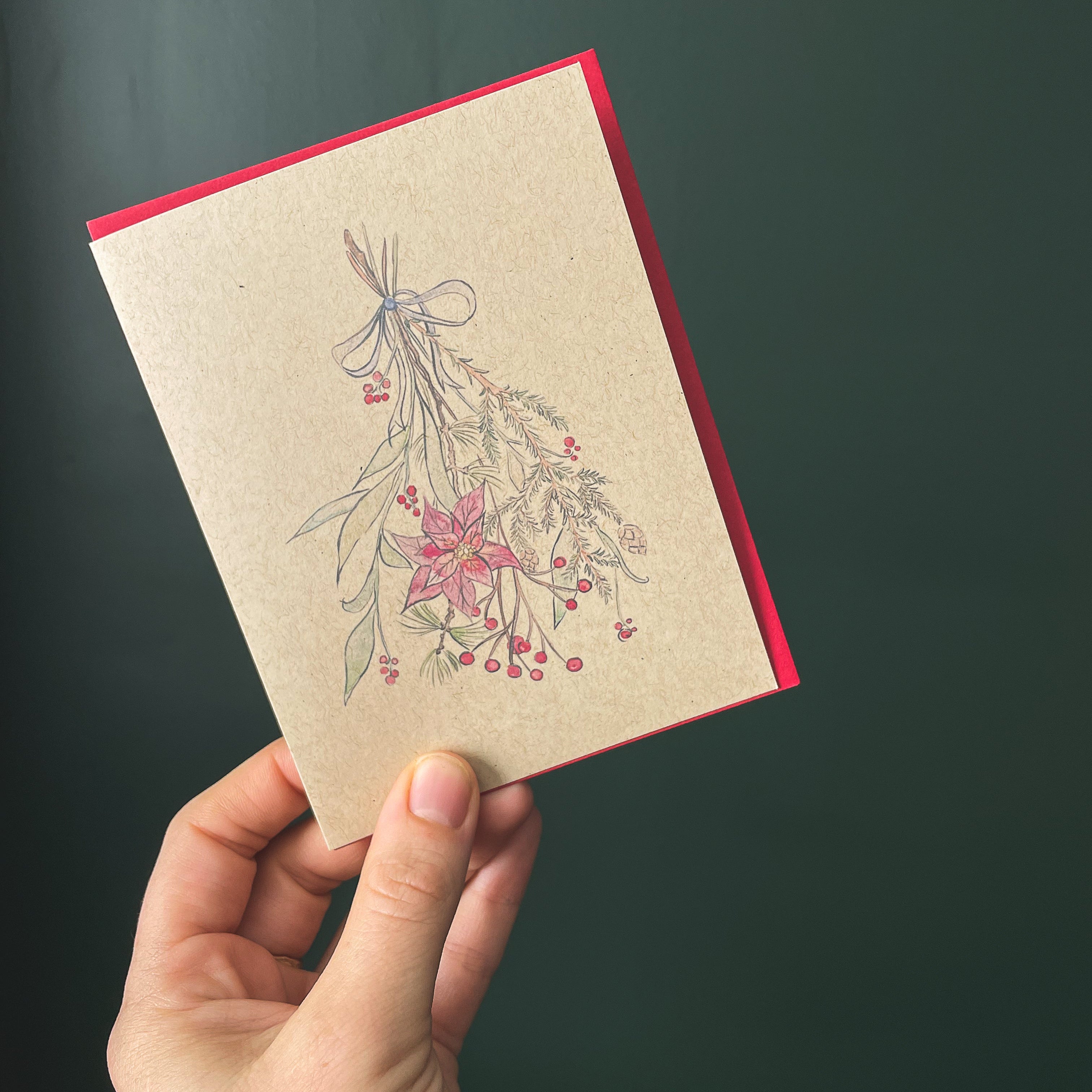 Carte de souhaits Bouquet Poinsettias